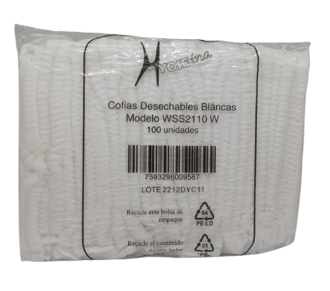 Bolsa de Gorros tipo ducha Blanco (100 u)
