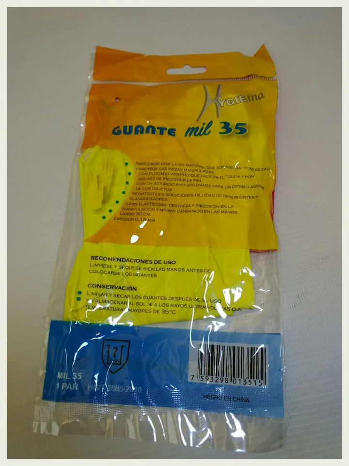Guante de latex domestico Amarillo (par)