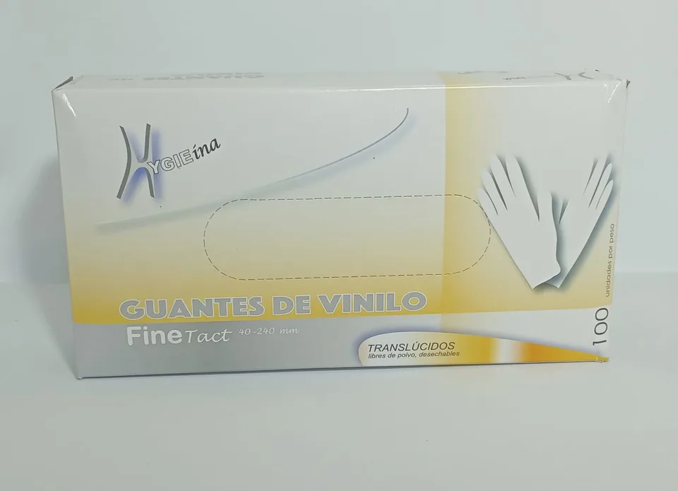 Caja Guantes de Vinilo Natural Azul (100 u)