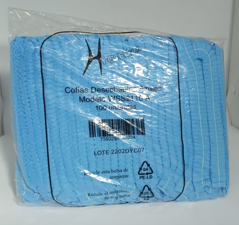 Bolsa de Gorros tipo ducha Azul (100 u)